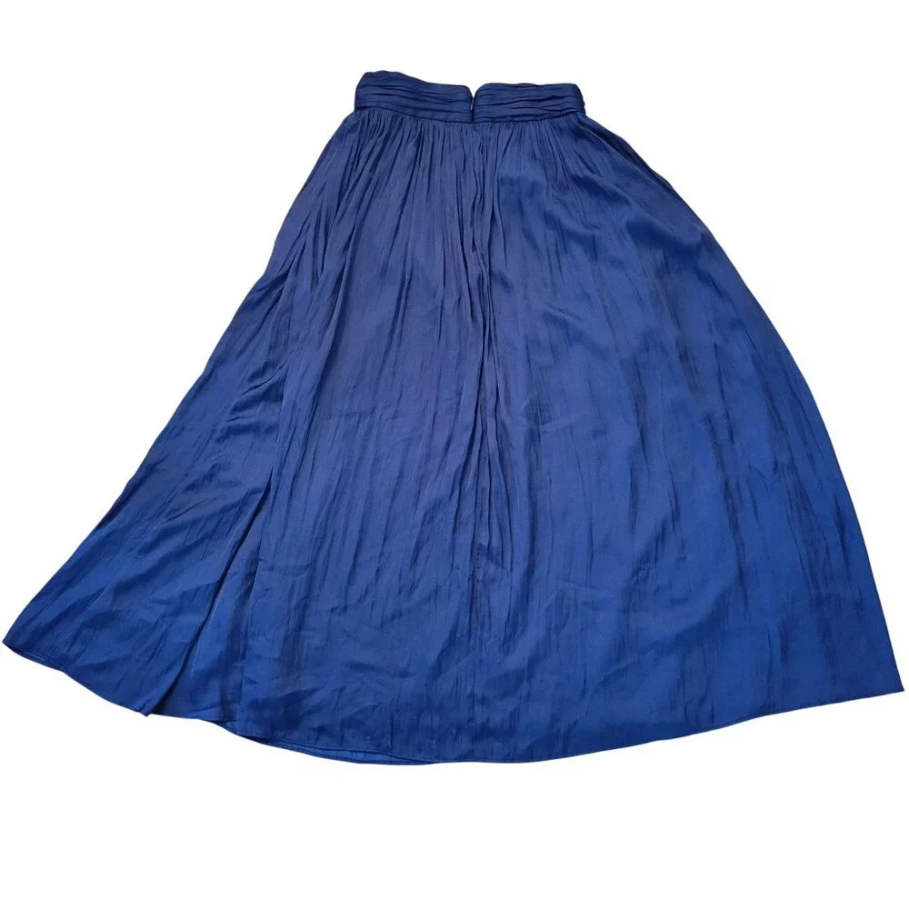 J Crew Point Sur Navy Blue Pleated Maxi‎ Skirt 6 Formal Elegant Wedding